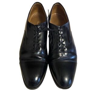 Johnston & Murphy Black Leather Cap Toe Oxfords Men’s 11 D Made in Italy